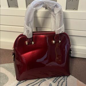 Glossy Red Patent Leather Satchel